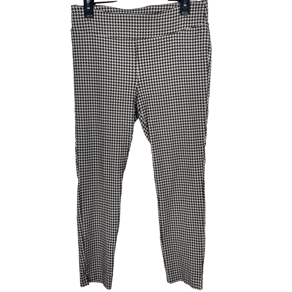 JL JULES & LEOPOLD Pants Plaid Houndstooth Pull-On Tapered Womens L Black White